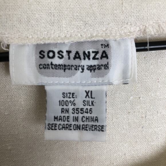 VTG SOSTANZA 100% Silk Top Women's Sz XL Button Up Textured V-Neck Short Sleeve - Picture 4 of 8